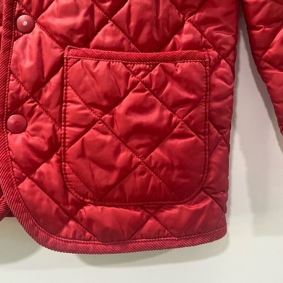 United Colors Of Benetton Red Quilted Kids Puffer Jacket corduroy details sz 7/8 - Picture 3 of 13